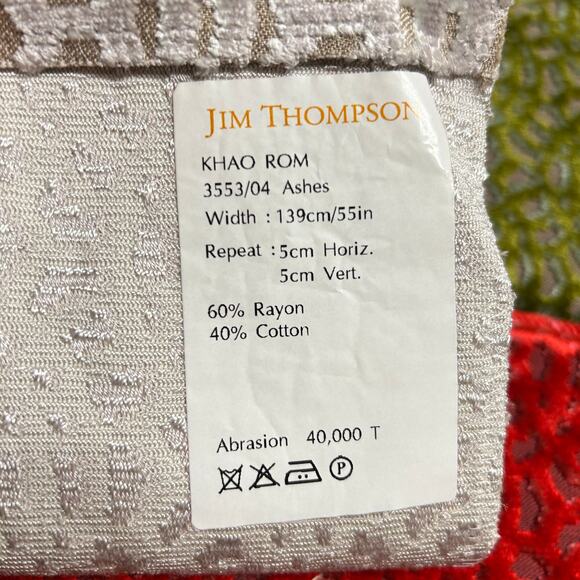 Jim Thompson KHAO ROM  Flocked Geometric Upholstery Fabric Sample 36x26 in - Picture 11 of 16